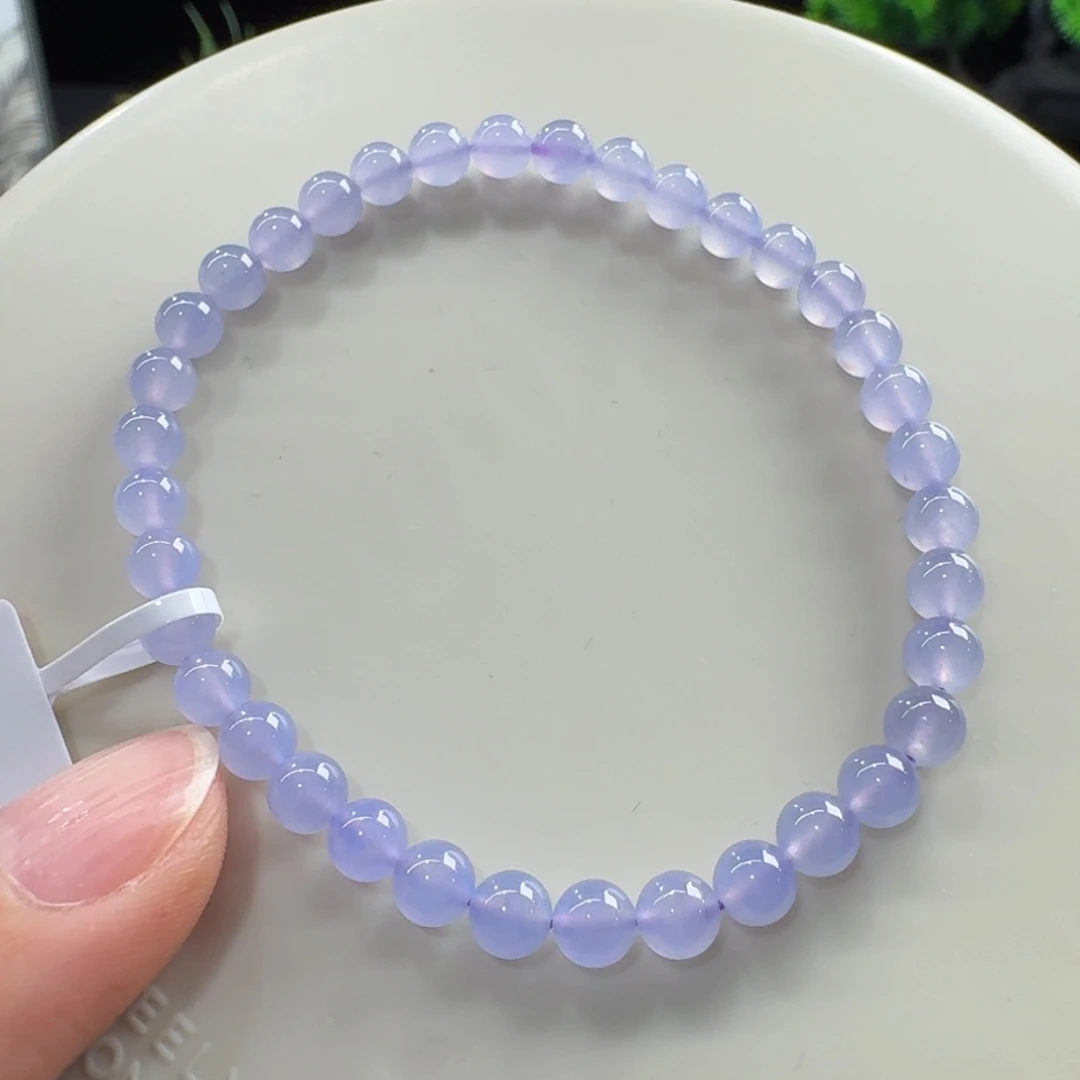 翡翠未镶嵌手链高冰浓紫单圈5mm