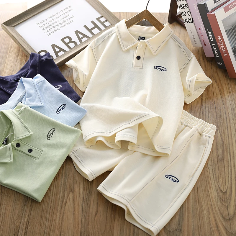 男童短袖套装2025新款夏装儿童薄款POLO衫五分短裤运动服两件套潮