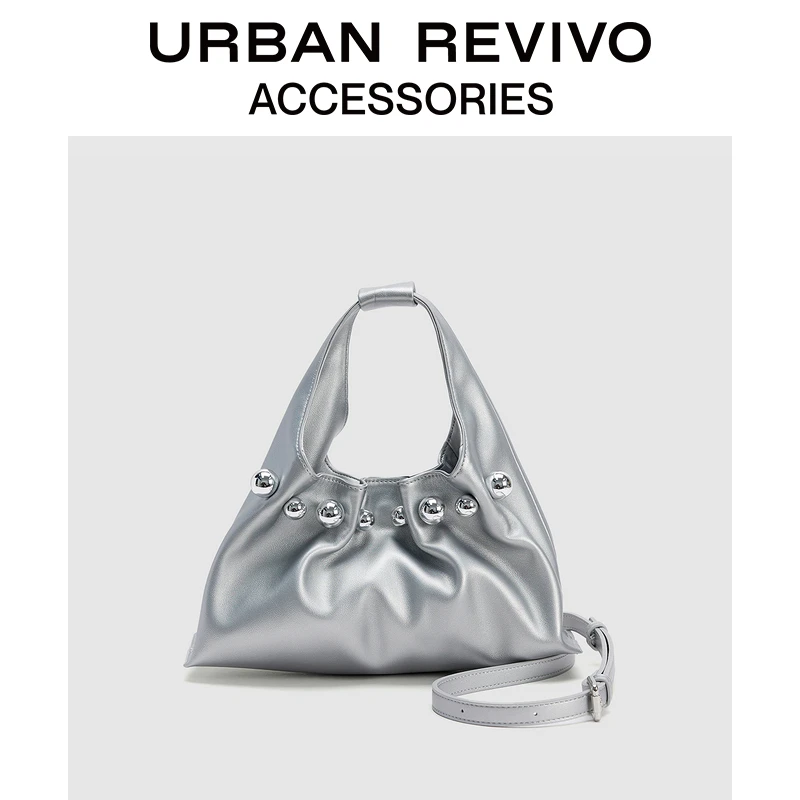 URBAN REVIVO2025秋季新款女士五金装饰手提斜挎包UAWB50038
