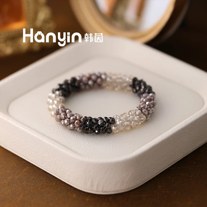 西班牙小众新款编织爆闪彩色时尚气质百搭弹力绳发圈头绳手绳