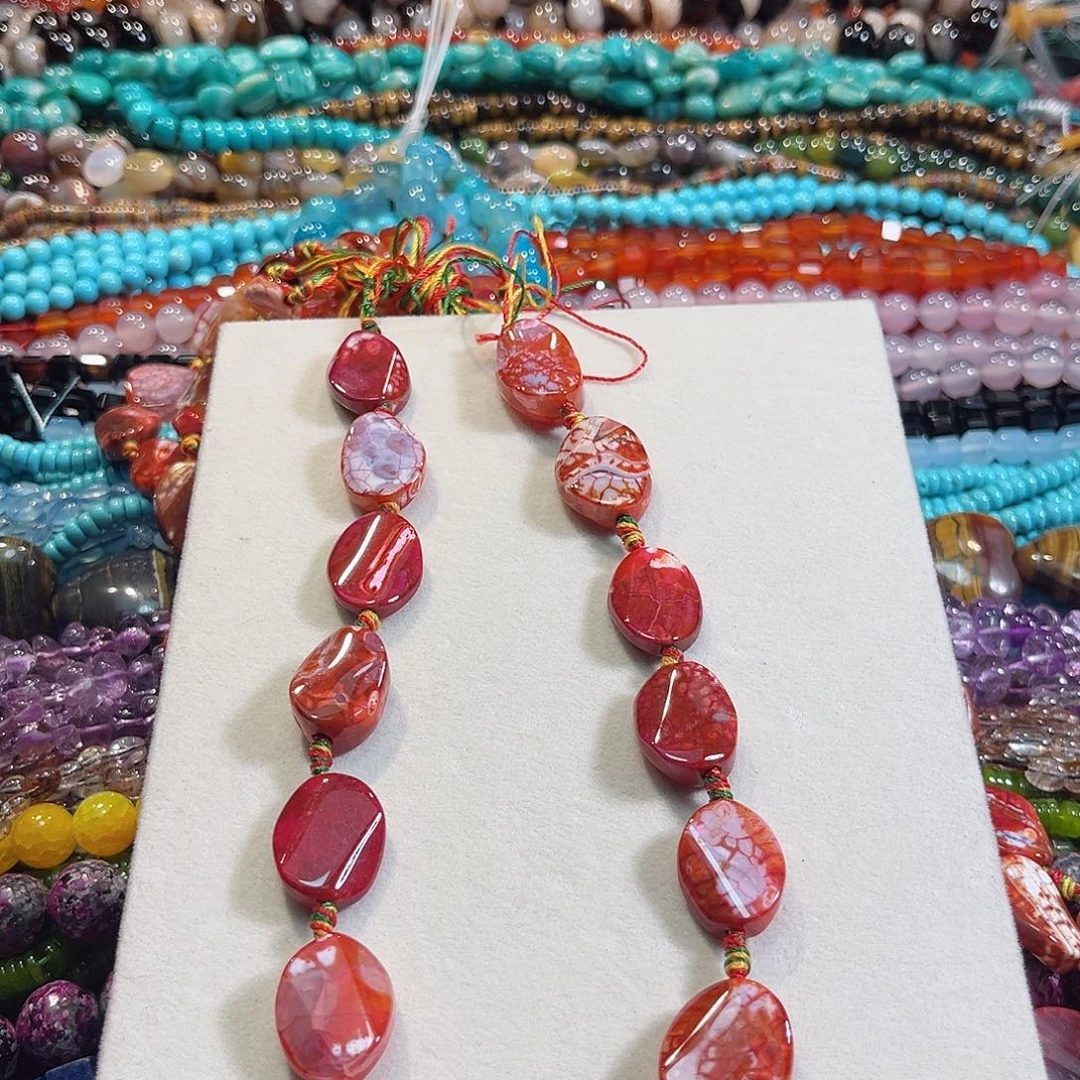 玛瑙/玉髓合金珠宝半成品火龙鳞玛瑙妞妞一条16x21mm