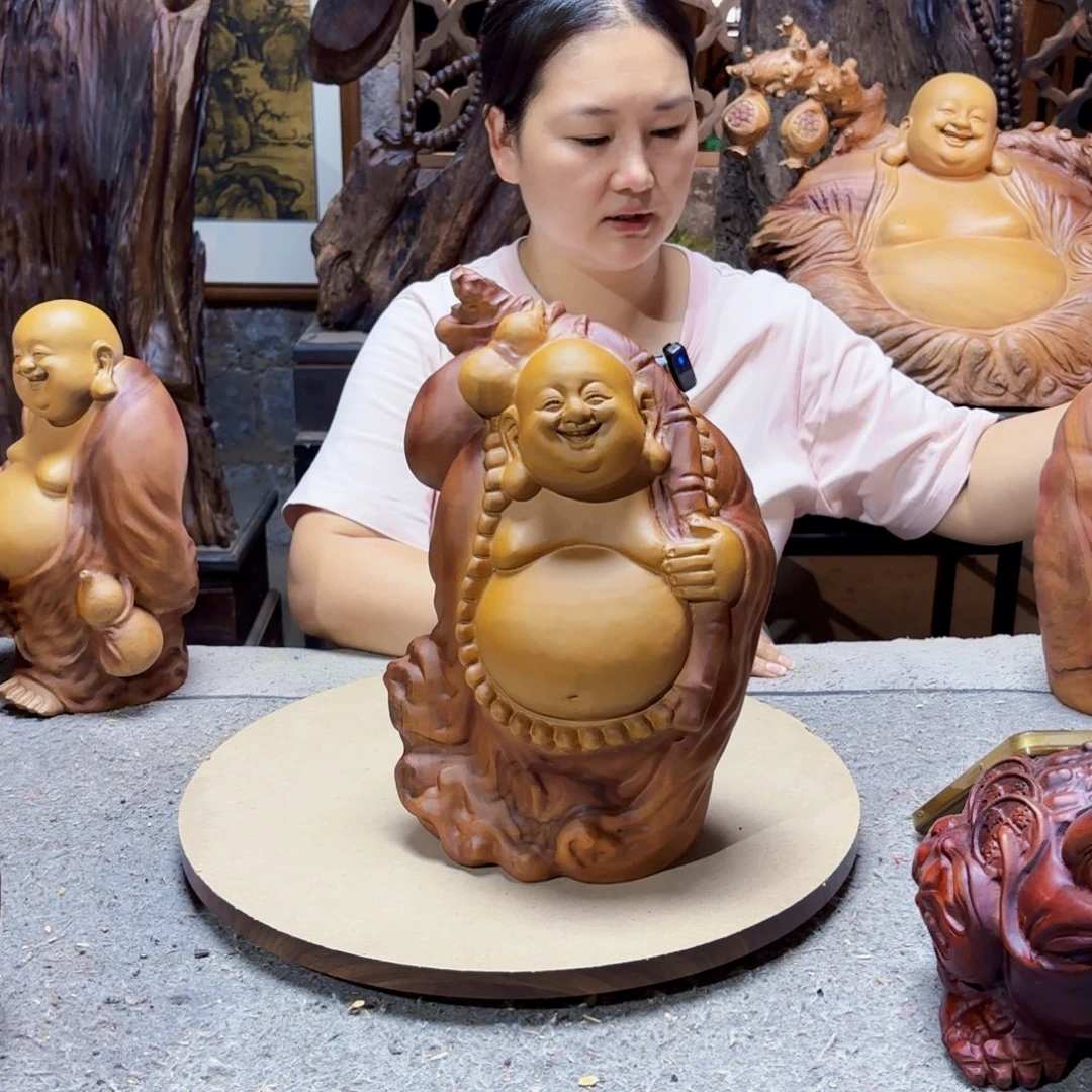 舞***剪香樟木福袋弥勒佛