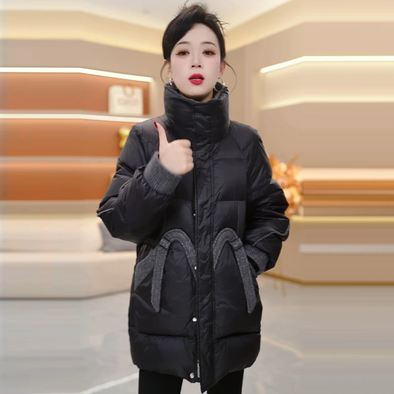 妈妈装遮肚洋气羽绒服中长款2025年冬季新款宽松保暖加厚显瘦外套