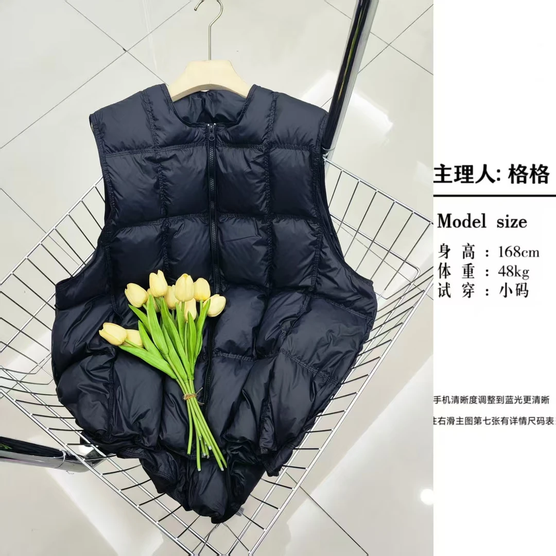 【格小姐】5615-1秋季新款韩版圆领时尚百搭洋气无袖鸭绒马甲外套女