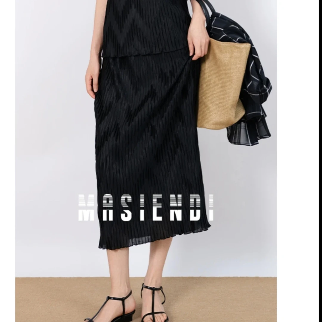 MASIENDI/玛丝恩迪气质复古百褶半身裙22270