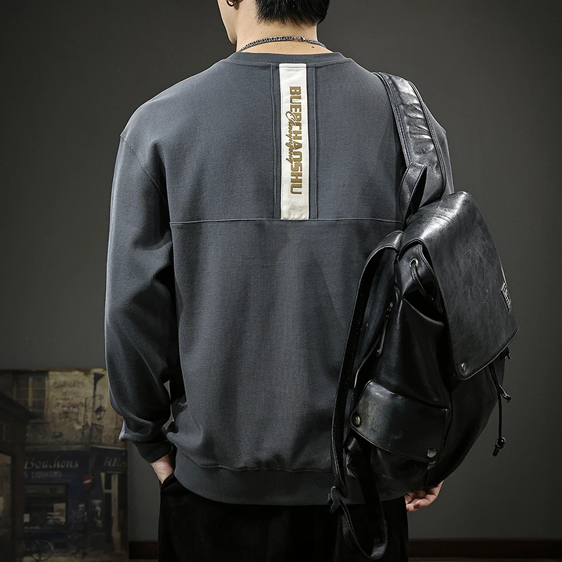 美式复古重磅380g圆领卫衣男2025秋季新款宽松大码休闲上衣外套潮