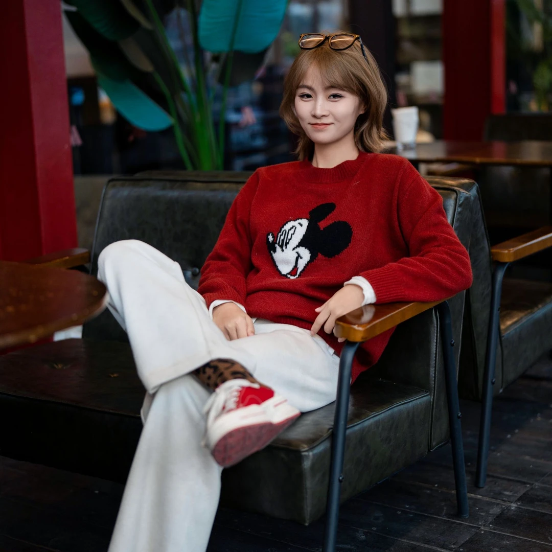 【阿蒙新款】短款米奇头针织衫