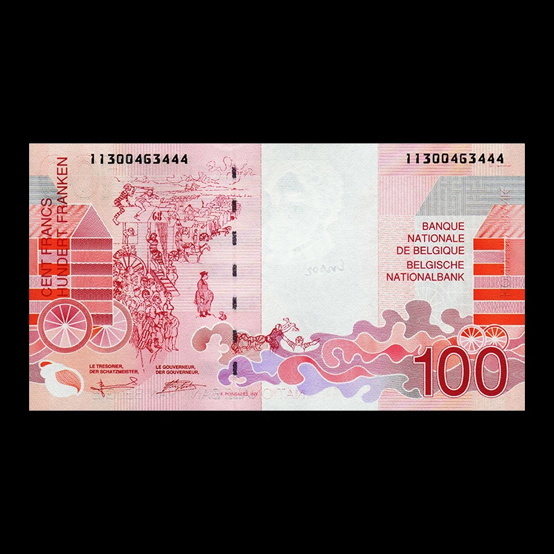 全新豹子靓号1130463444比利时100法郎 1995年 纸币真品收藏UNC