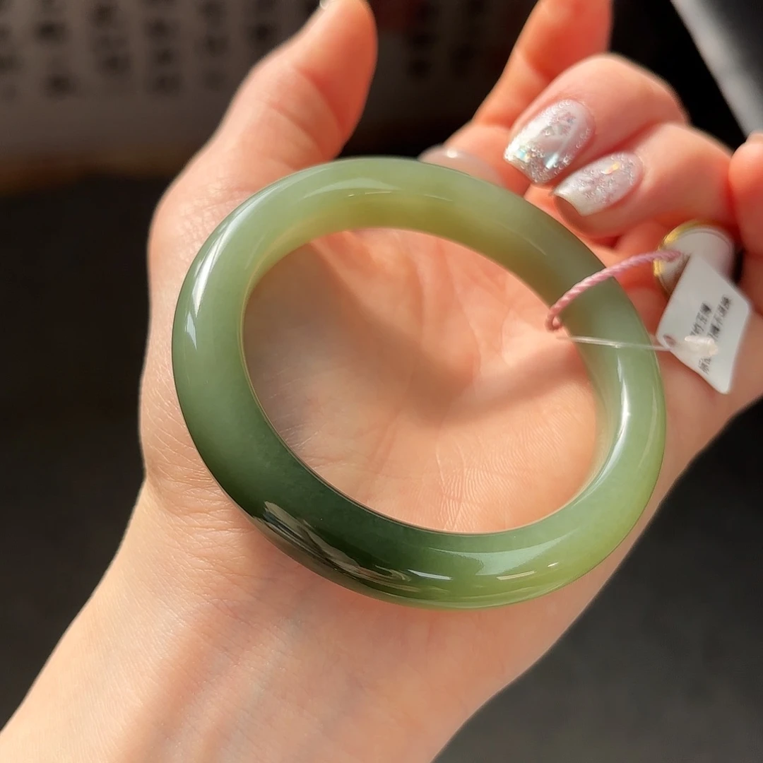 和田玉未镶嵌手镯【蓝翠色浓】