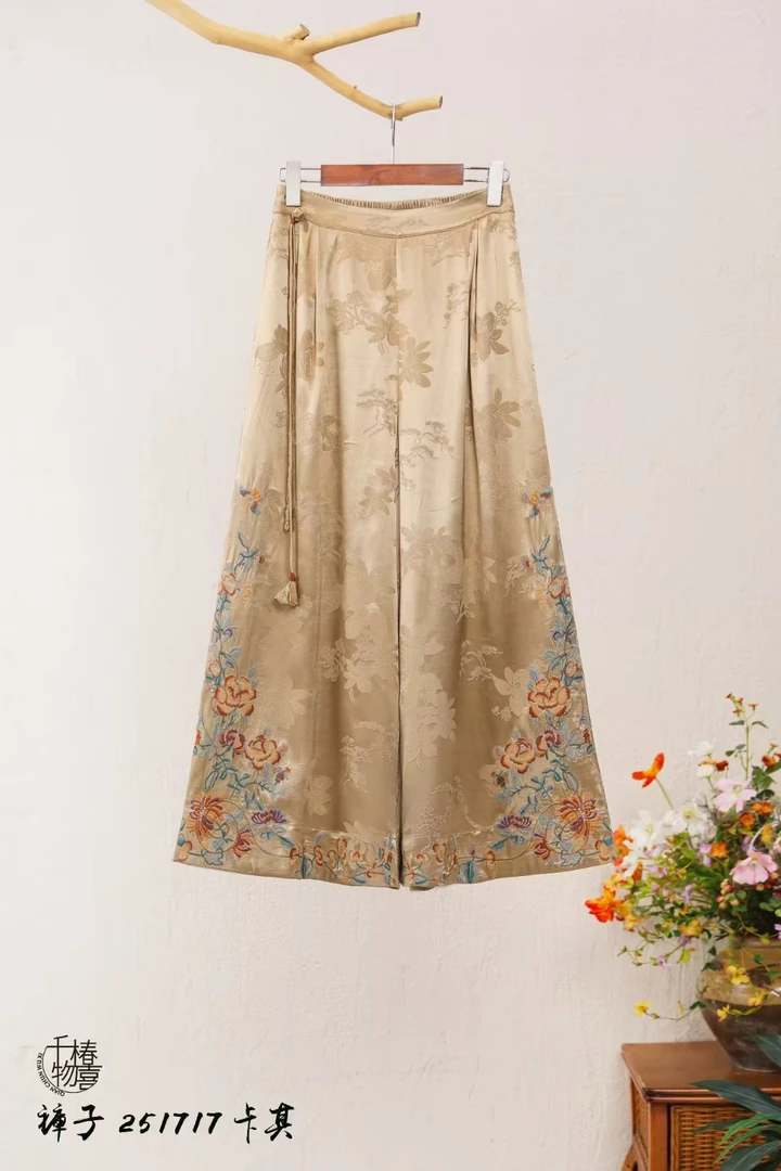 千椿物喜25C1717民族风重工阔腿裤