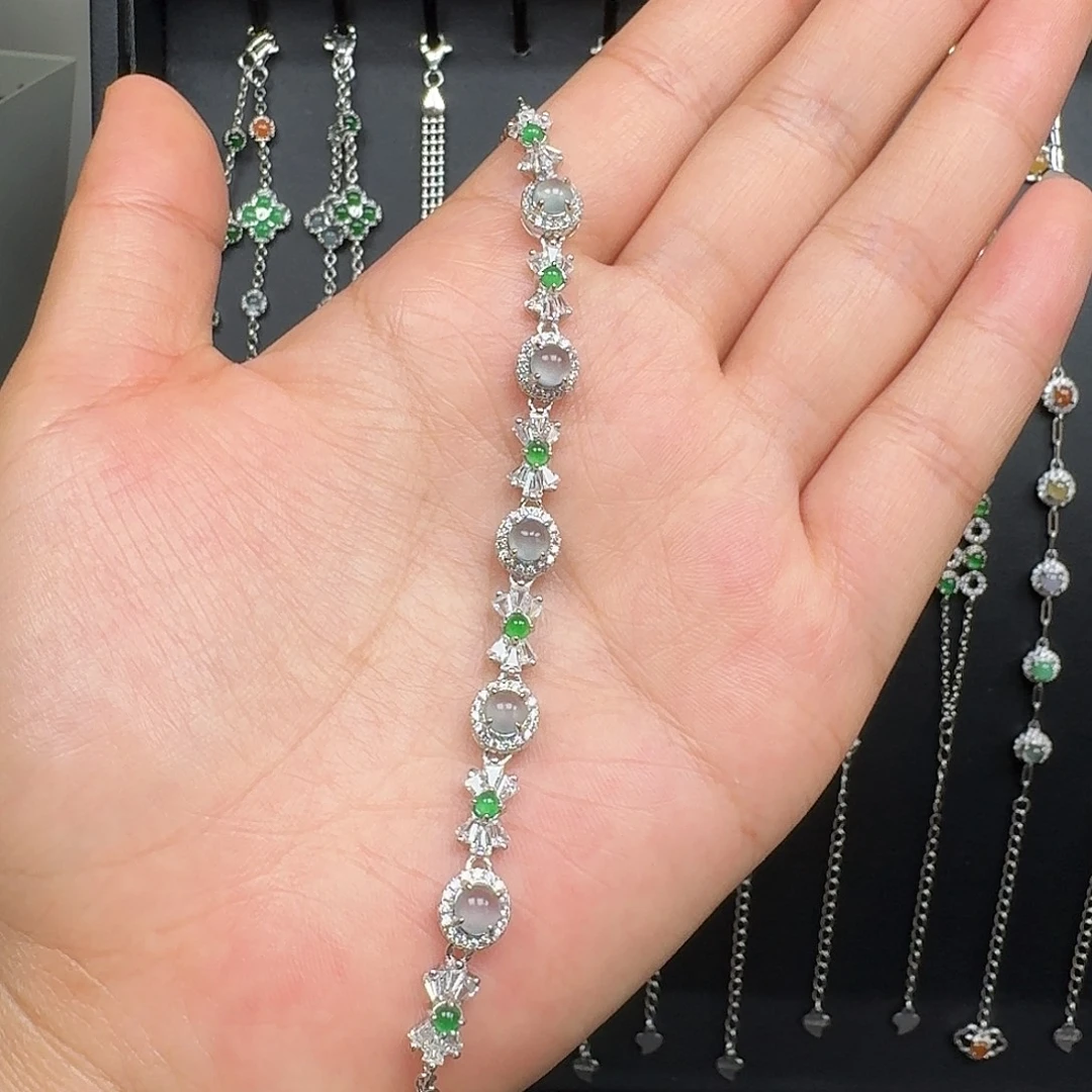 翡翠银S925镶嵌手链