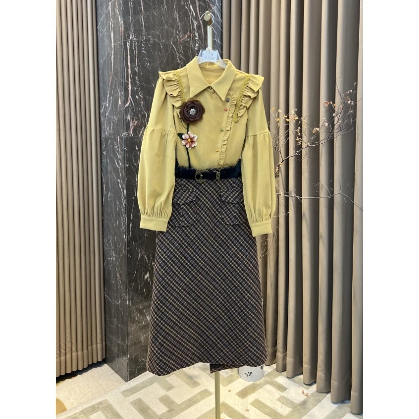 芙娜妮轻奢秋冬新款小众设计衬衫气质显瘦名媛女装两件套F2432430