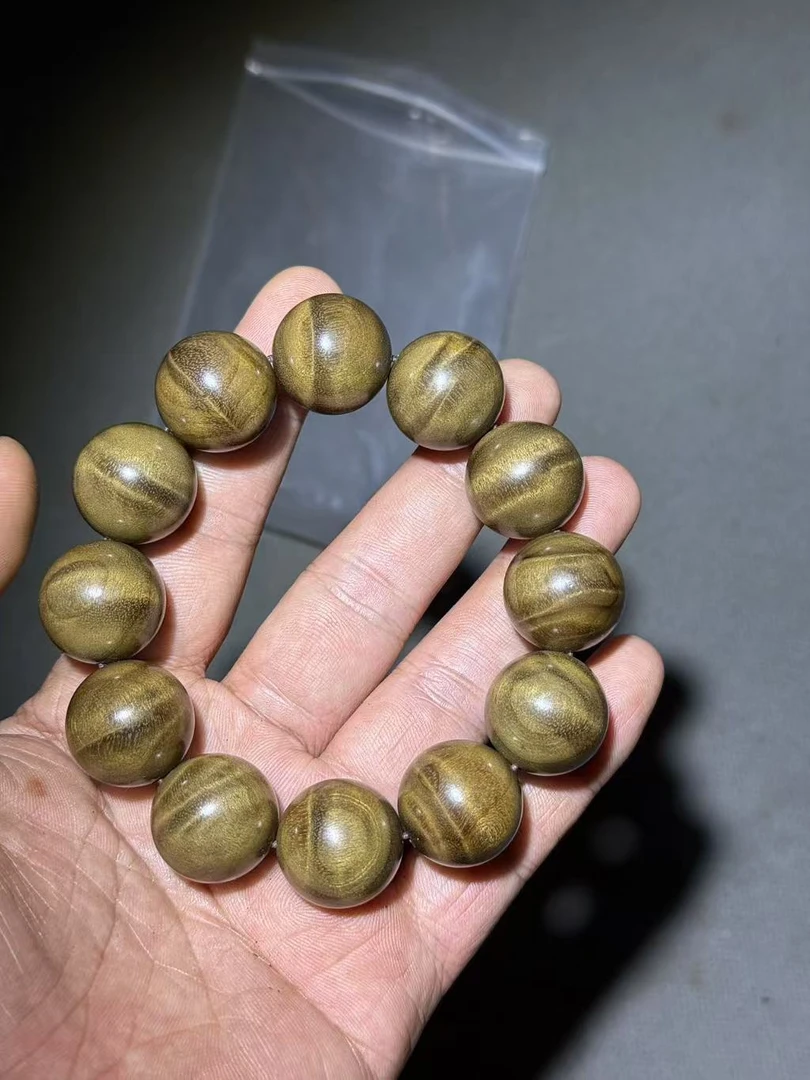 金丝楠乌木黄2.0*12颗手串，天然玻璃底，灵动阴沉满金丝，香味淡雅