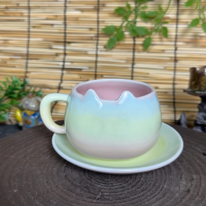 陶瓷景德镇高温颜色釉猫猫杯窑变咖啡杯