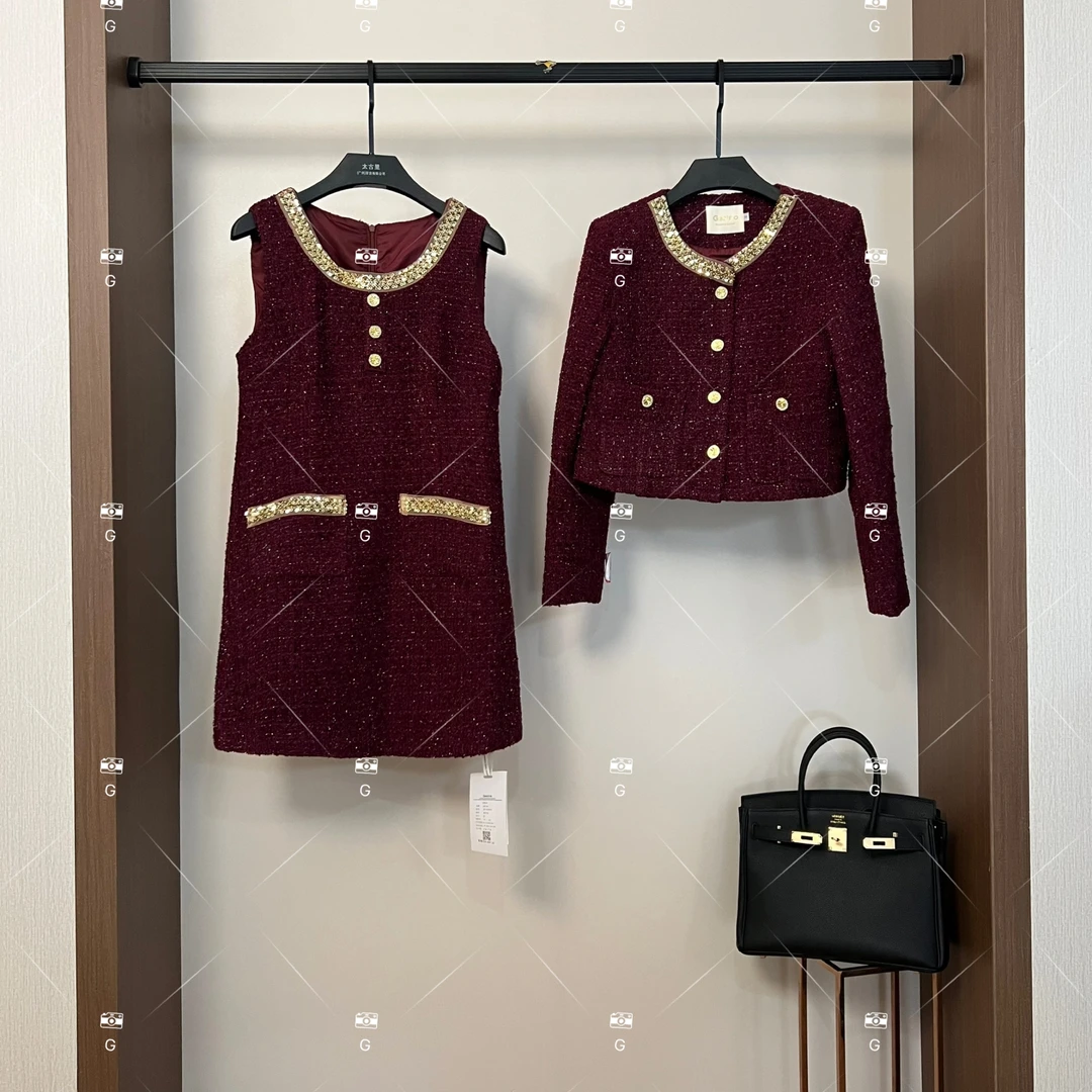 【楠楠】秋冬气质小香风设计师中长款羽绒服蓝色轻奢女 QD-2024819