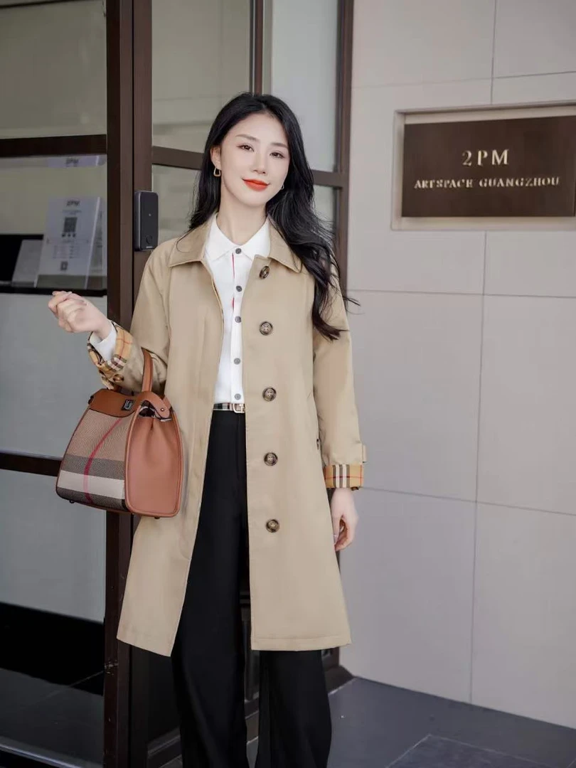中长款长袖翻领外套女休闲风衣