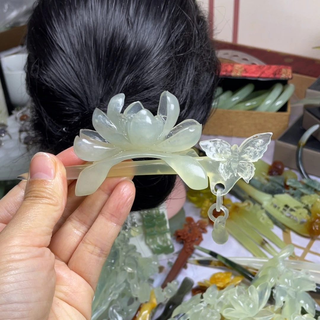 未镶嵌蛇纹石玉发饰玲**格