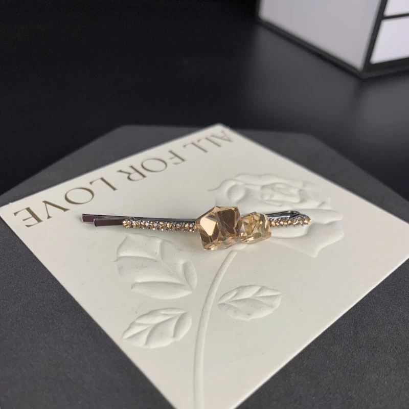 K035【金闪闪】5.5厘米晶石满钻一字夹