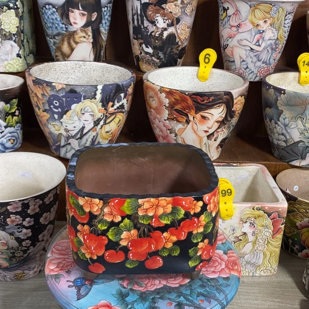 景德镇精品陶瓷花盆16/13/13