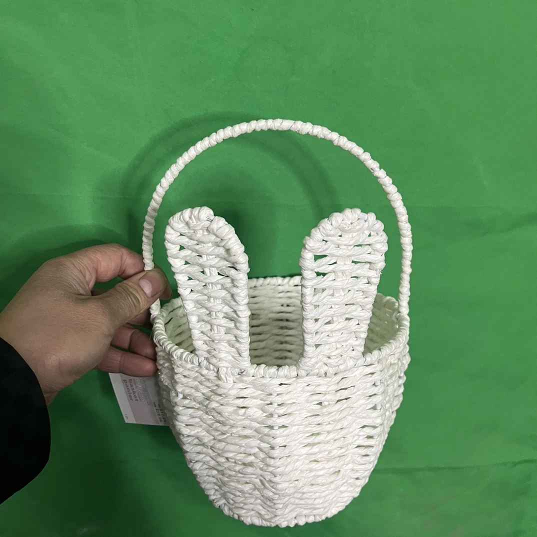 绳编花篮收纳提篮兔耳朵精品收纳篮子