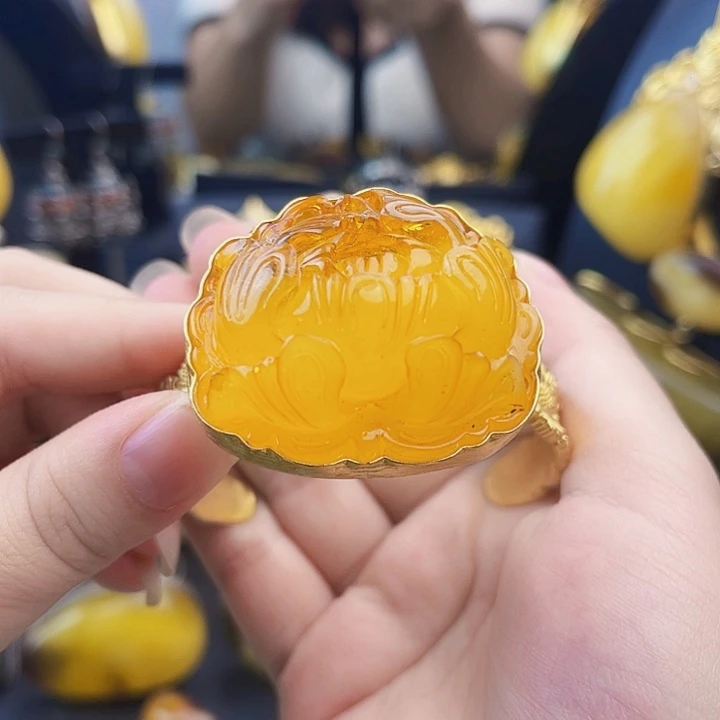 裸石琥珀银S925镶嵌