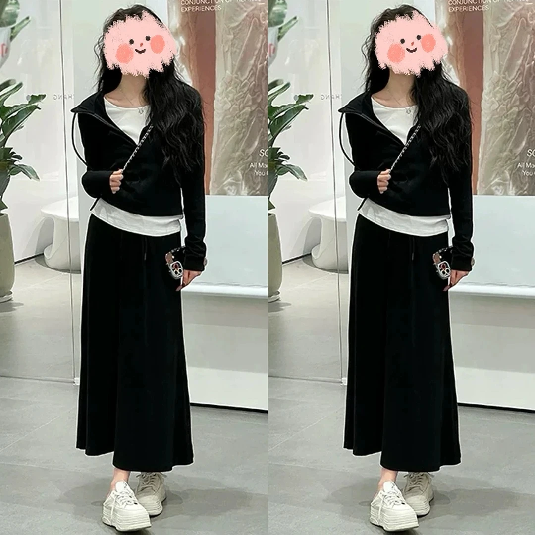 素颜套装气质休闲收腰连帽卫衣半身裙套装