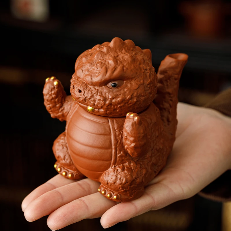 网红创意哥斯拉紫砂泡茶壶家用喝茶壶小恐龙陶瓷茶具家用摆件送礼