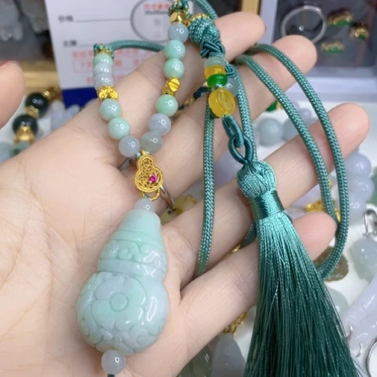 翡翠未镶嵌颈饰毛衣链葫芦吊坠