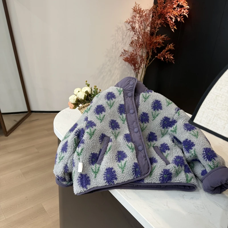 【风信紫】 韩系女童加厚冬装棉服2025新款儿童双面穿棉袄外套