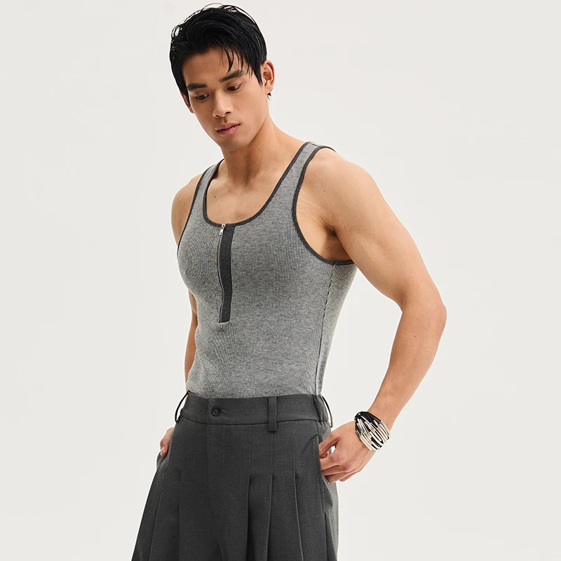 SouthStudio背心男女无性别同款25夏季上新条纹拉链双色弹力背心