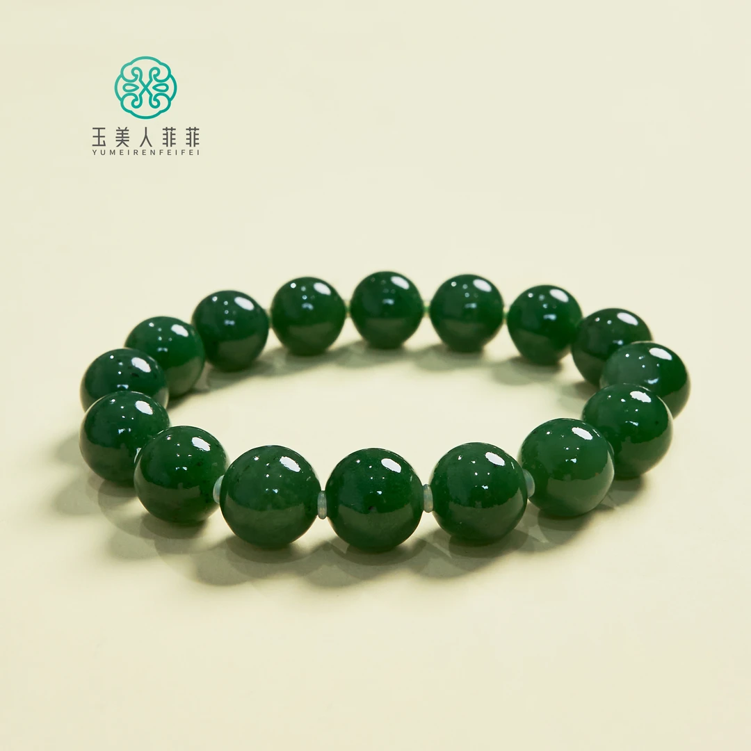 菲菲珠宝好*和田玉单圈圆珠手串约11mm+