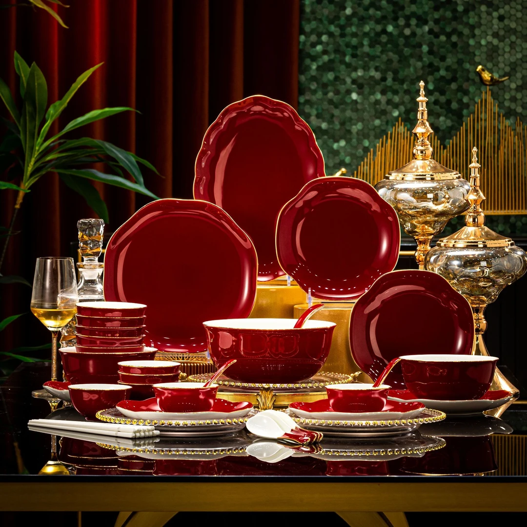 【郎红•颜色釉】36头景德镇颜色釉餐具乔迁搬家结婚热销伴手礼碗盘