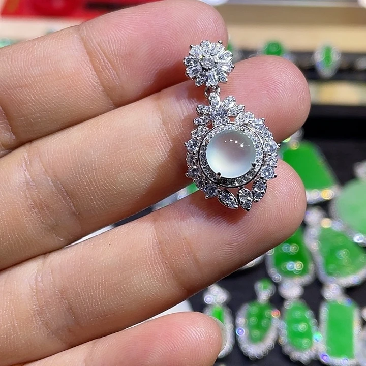 翡翠银S925镶嵌吊坠(不含链)