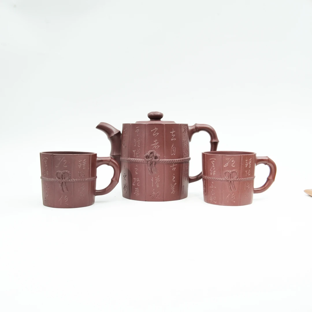 束腰竹筒套组-高建芳-紫泥-400cc