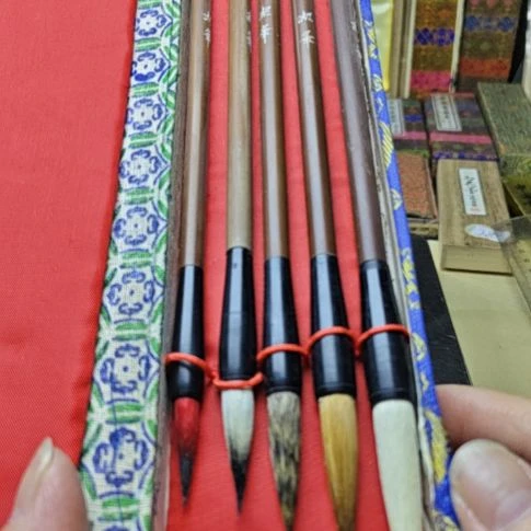 日本回流老毛笔一套五支