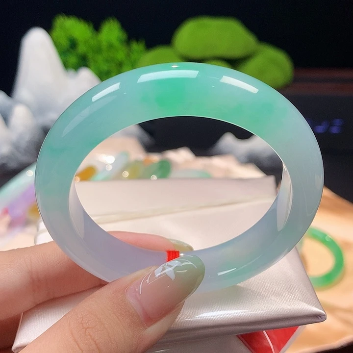 翡翠未镶嵌手镯飘色正圈10