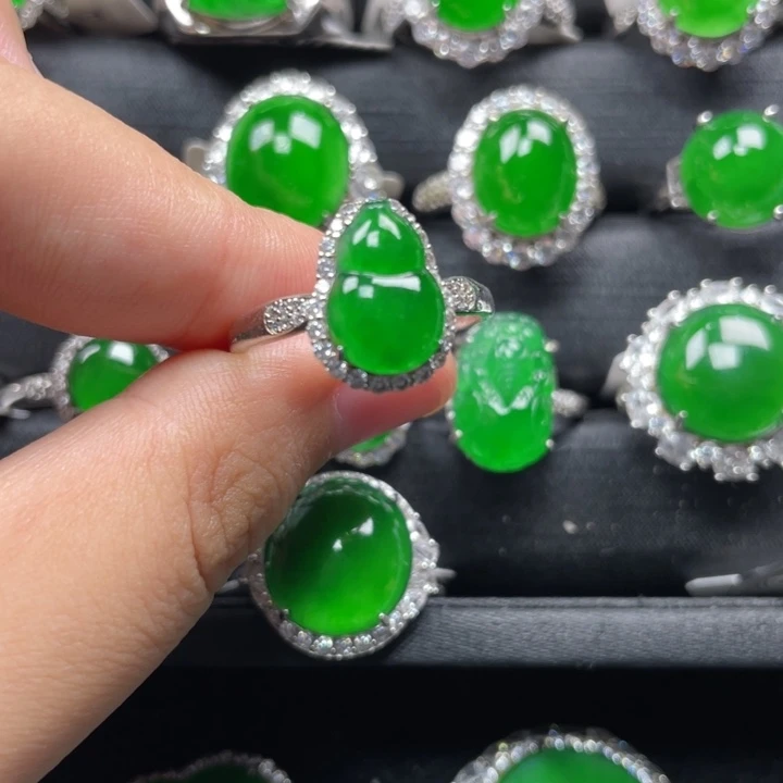 翡翠戒指银S925镶嵌