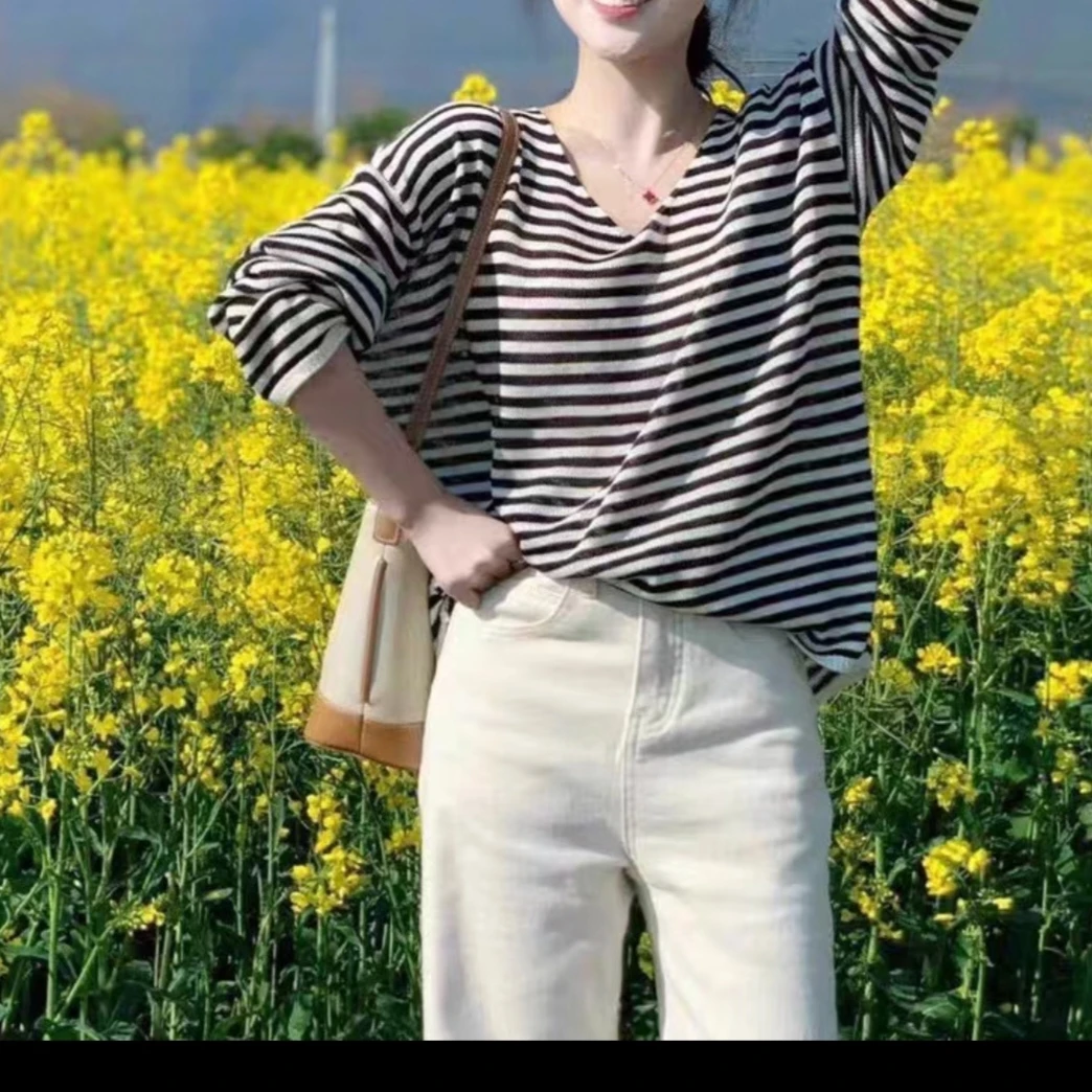 金灿灿家 夏季冰爽-透气 卷边慵懒风格  长袖套头款