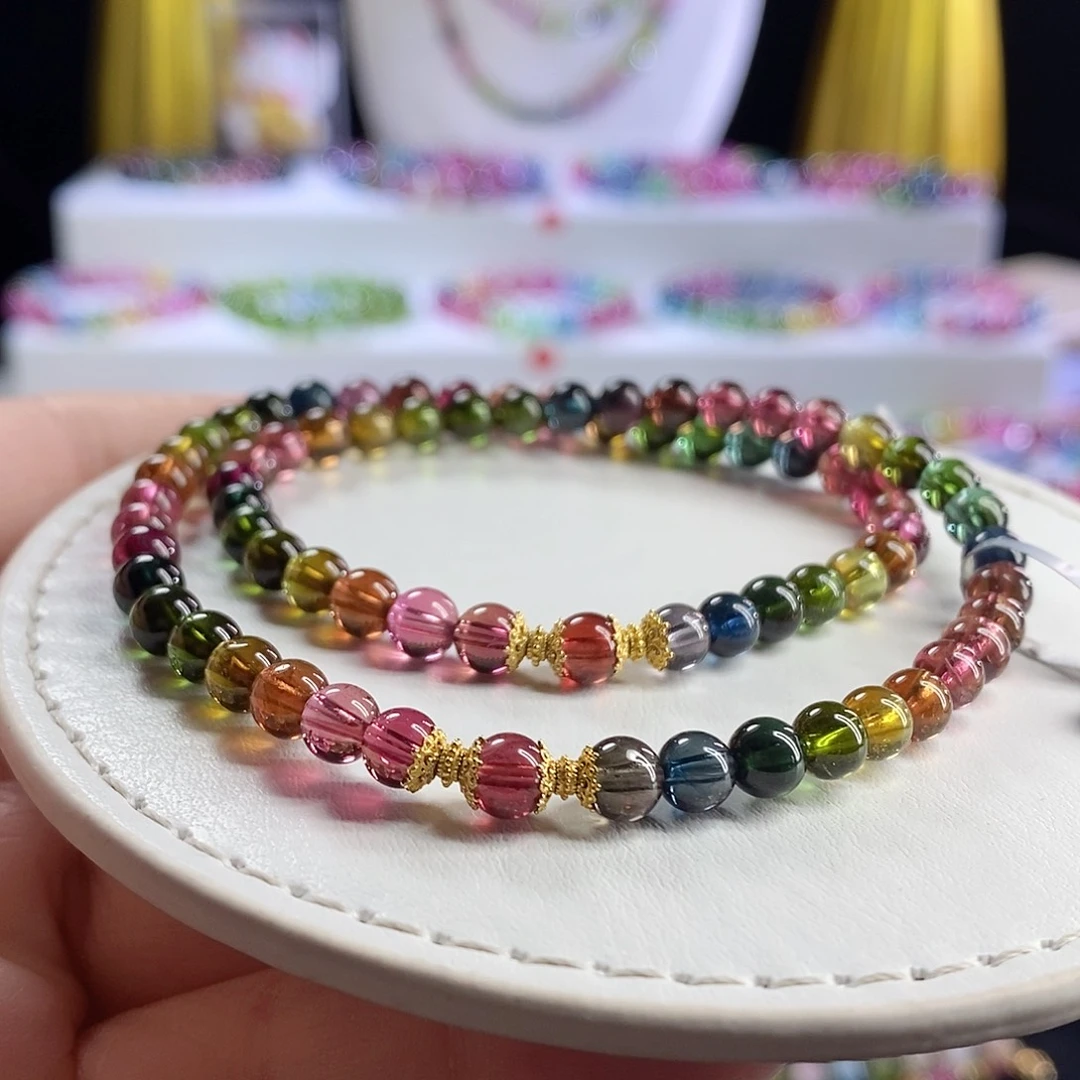 未镶嵌手链碧玺色标双圈