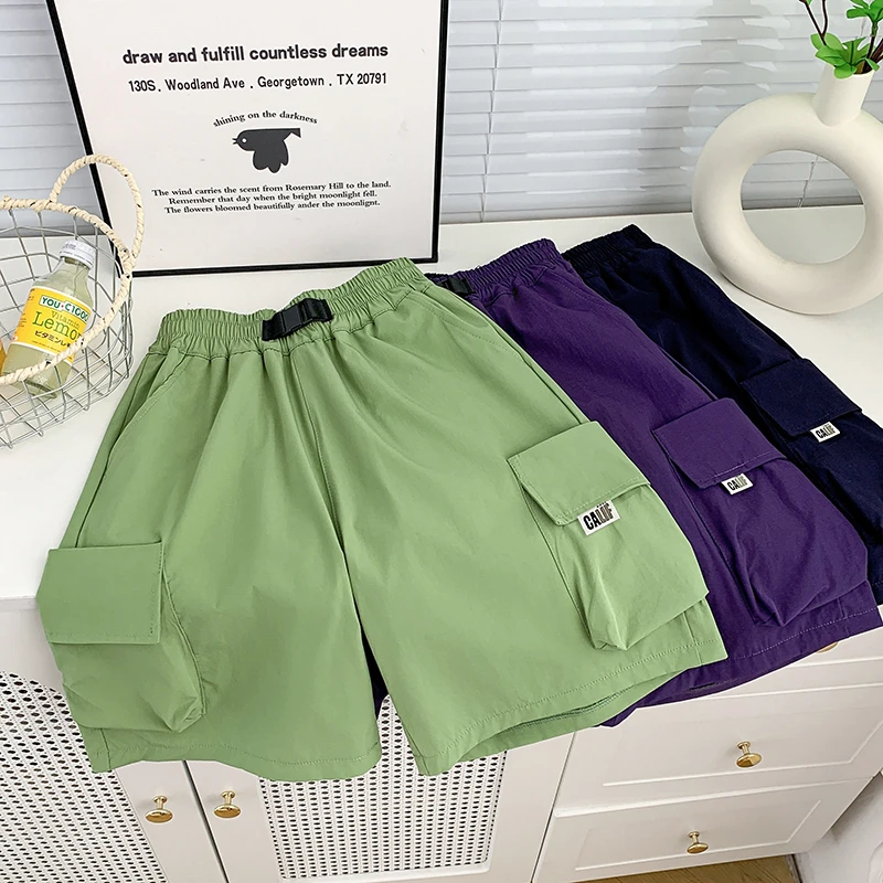 夏季裤子女童速干百搭运动潮流休闲工装裤宽松潮流中裤