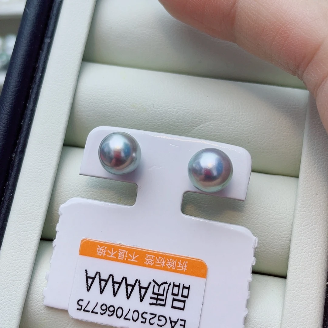 银S925镶嵌耳饰海水珍珠w32