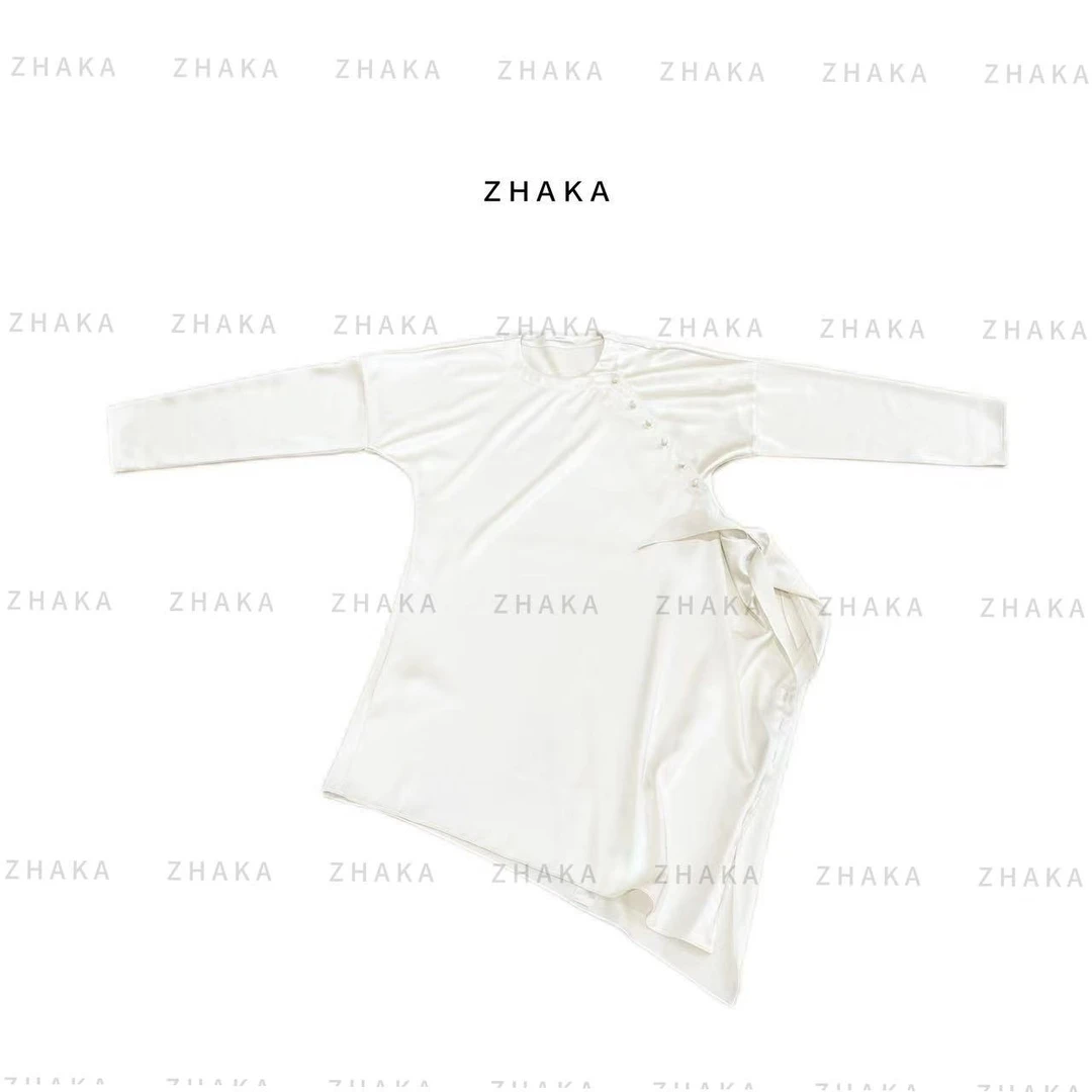 ZHAKA/绑带斜扣中式长款上衣zk3699