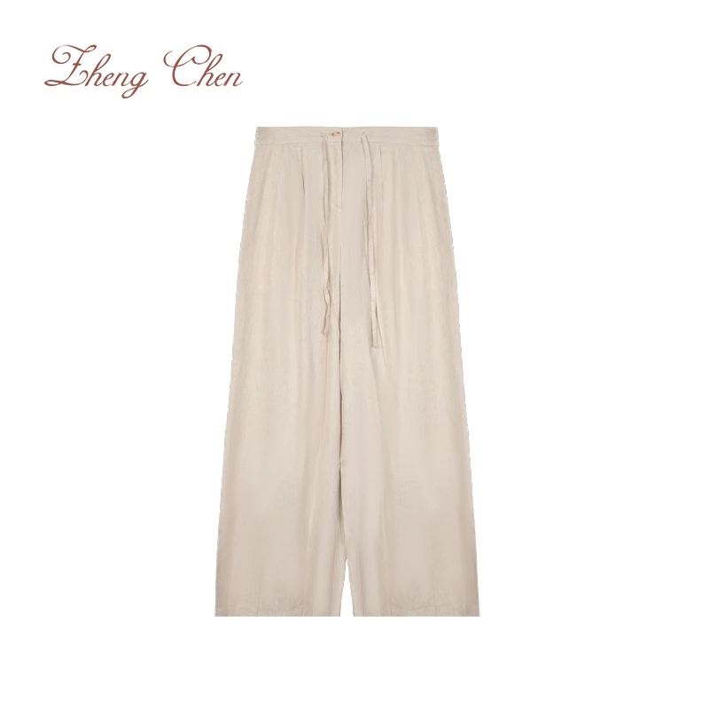 麻丝棉斜纹布阔腿裤 M-P69269