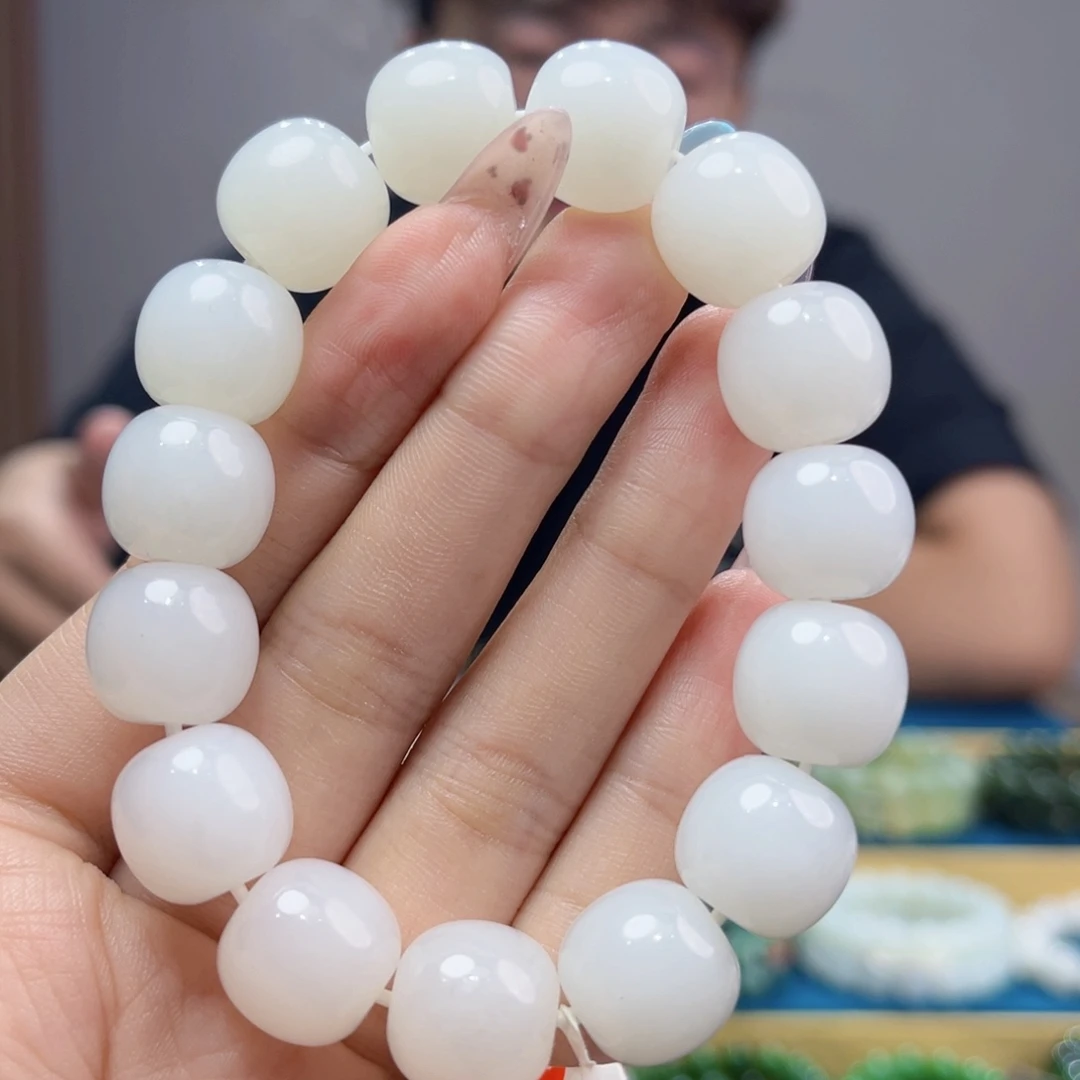 和田玉未镶嵌手链纯天然和田玉新疆且末天泰料羊脂白14