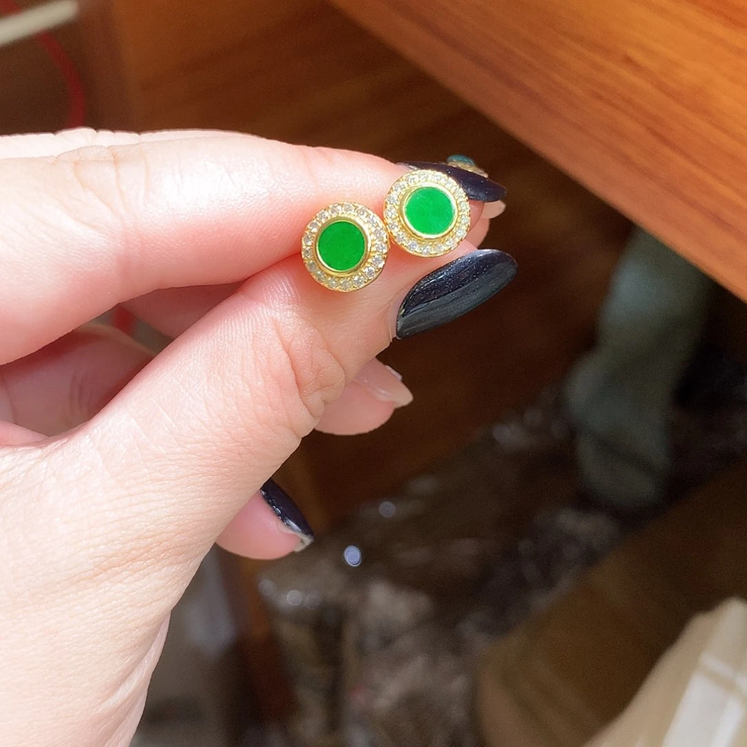 翡翠未镶嵌颈饰耳钉