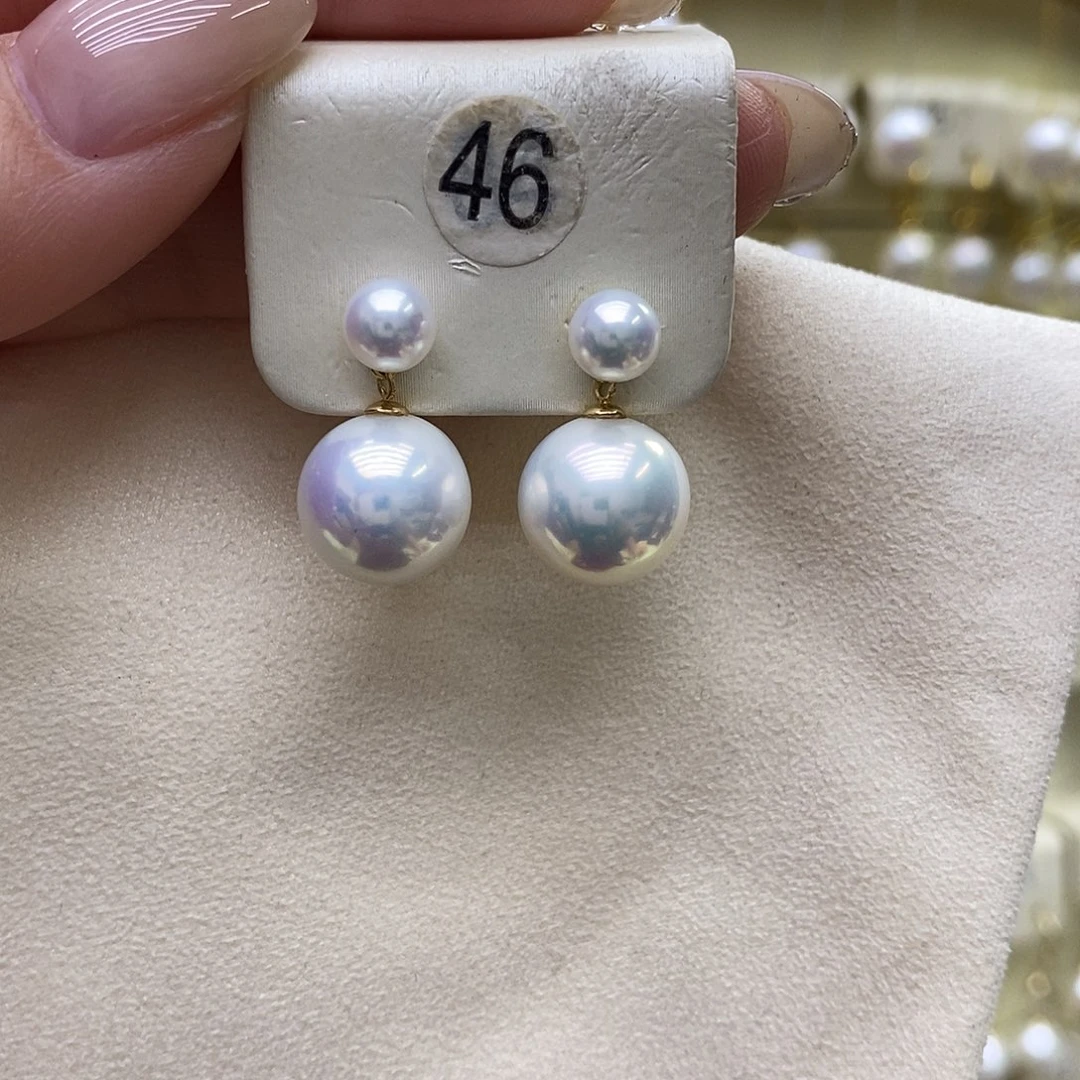 淡水珍珠耳饰18K金镶嵌