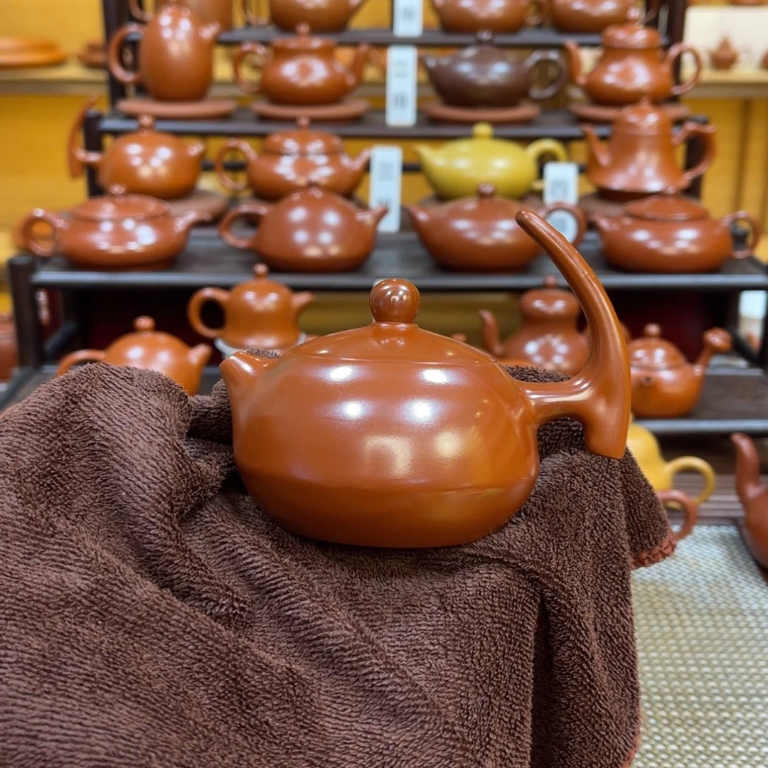 朱泥茶壶半把 110-130cc