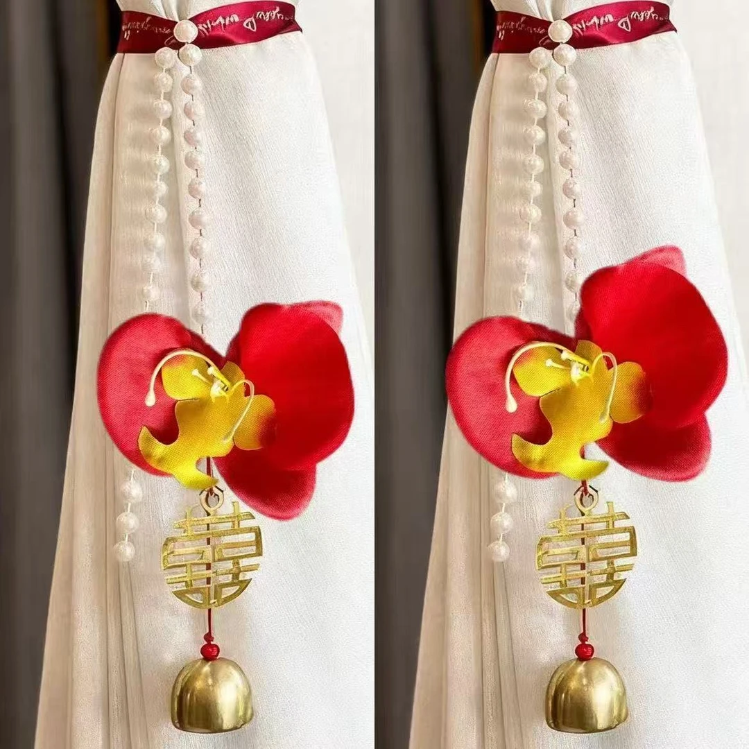 奔摩结婚窗帘喜字拉花装饰婚房女方卧室布置简约高级仿真花挂饰