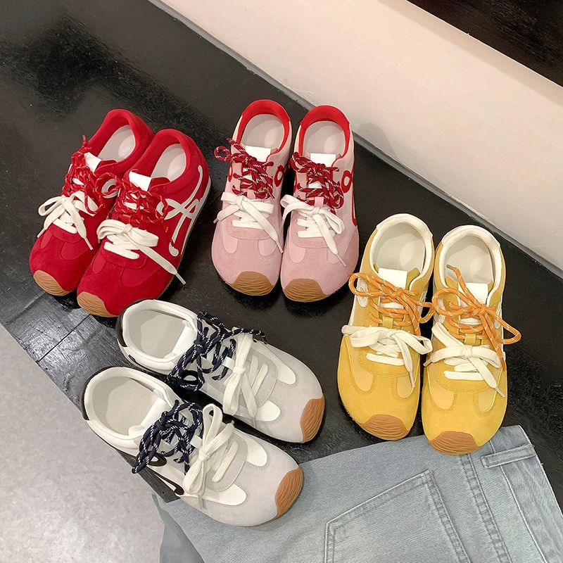 【苏茵茵】7cm内增高版~复古小歪头鸳鸯鞋带休闲鞋德训鞋女阿甘鞋