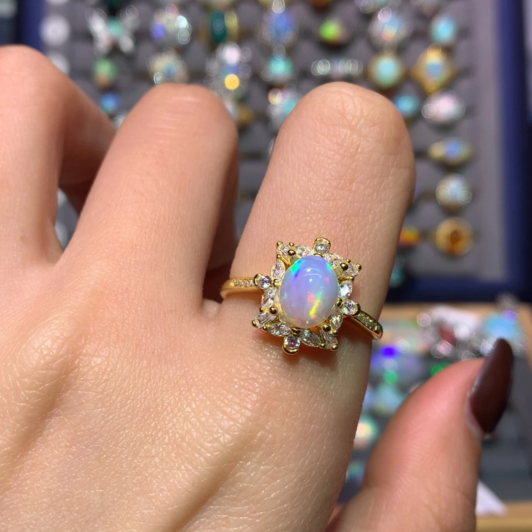 银S925镀金镶嵌欧泊戒指款式